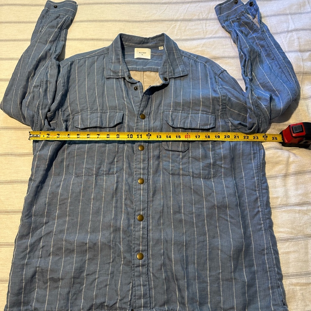 Billy Reid snap down shirt XL Light blue/Cream